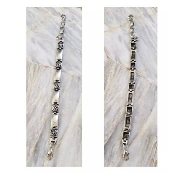 Brighton TRIBECA Silver Square Medallion Rectangular Solid Link Bracelet - Picture 6 of 8